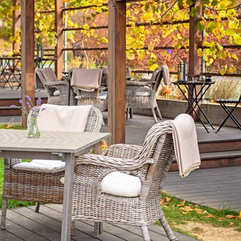 Terrasse partagée sous une pergola - Réserver un hébergement insolite
